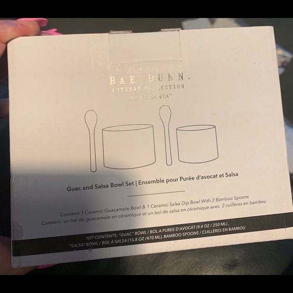 RAE DUNN ARTISAN GUAC and SALSA SET WITH 2 BAMBOO SPOONS - Picture 13 of 14